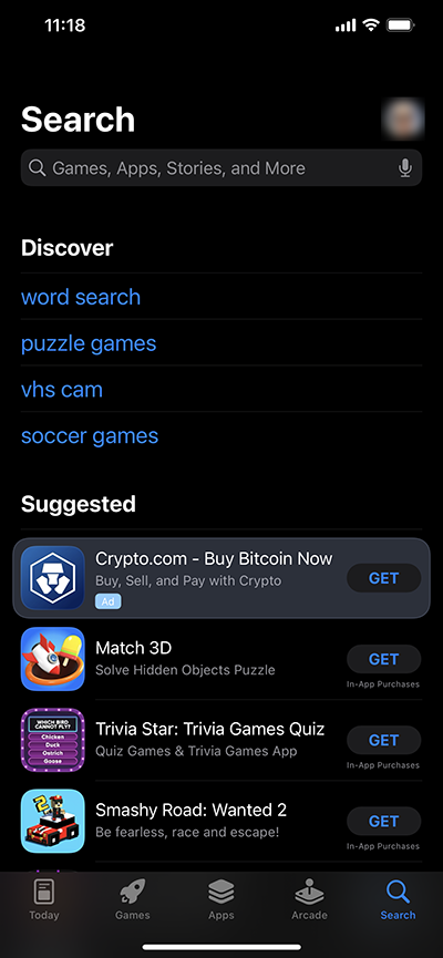 Bitcoin ad in Apple App Store